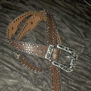 Blazin Roxx Brown and Silver Studded Belt